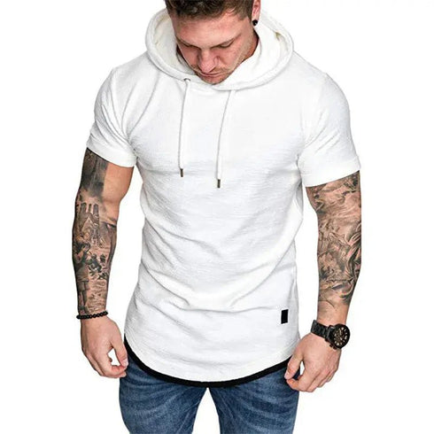 Premium Men’s Short-Sleeve Hoodies: Casual Solid Color Sweatshirts for the Modern Man - Warms Hoodies